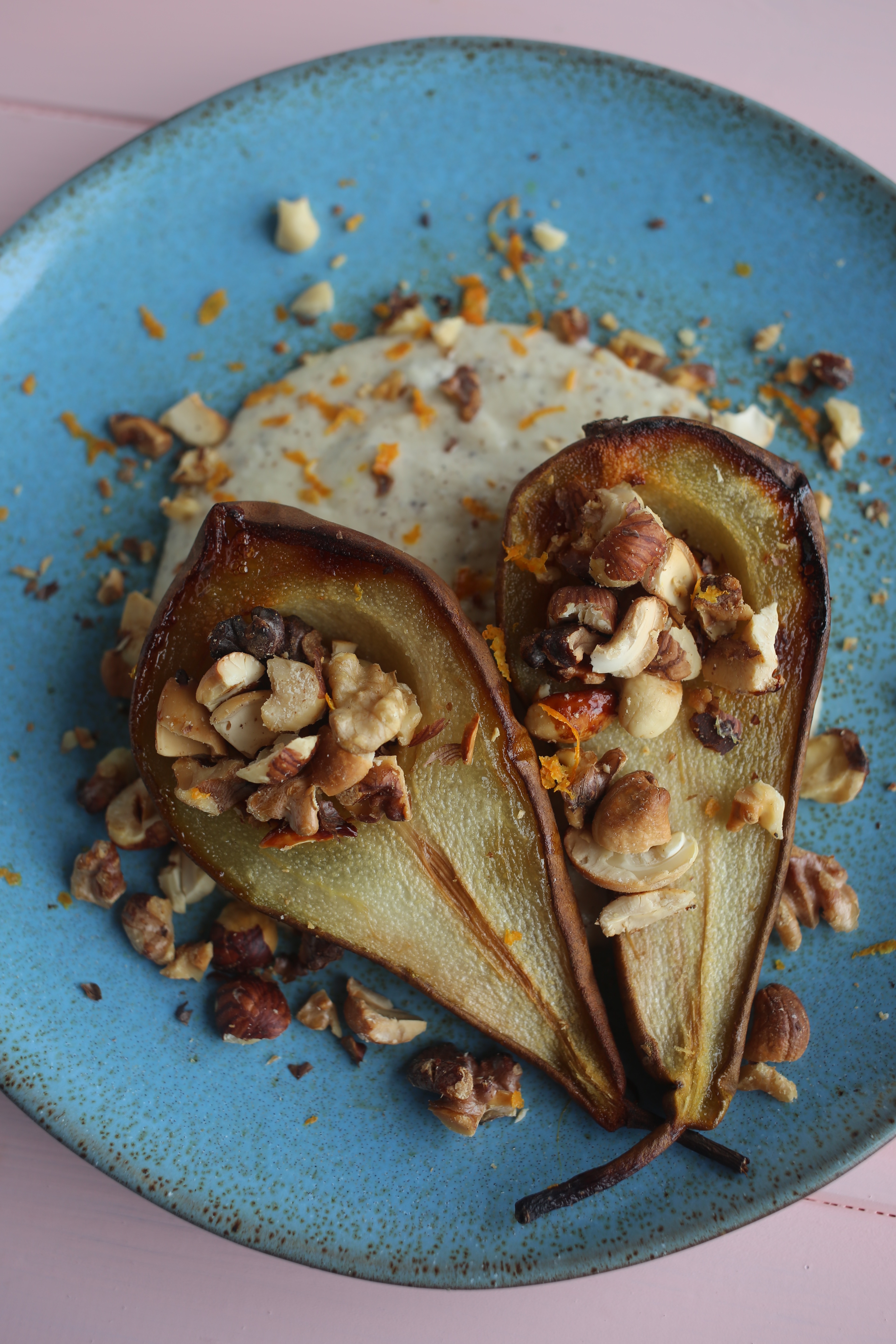 Honey Pears with Orange and Vanilla Cashew Cream Natural Born Feeder