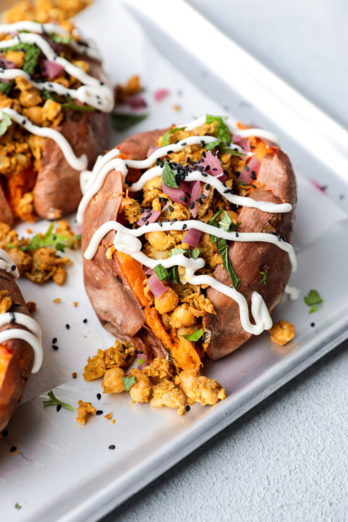 Curried Chickpea Loaded Sweet Potatoes Natural Born Feeder