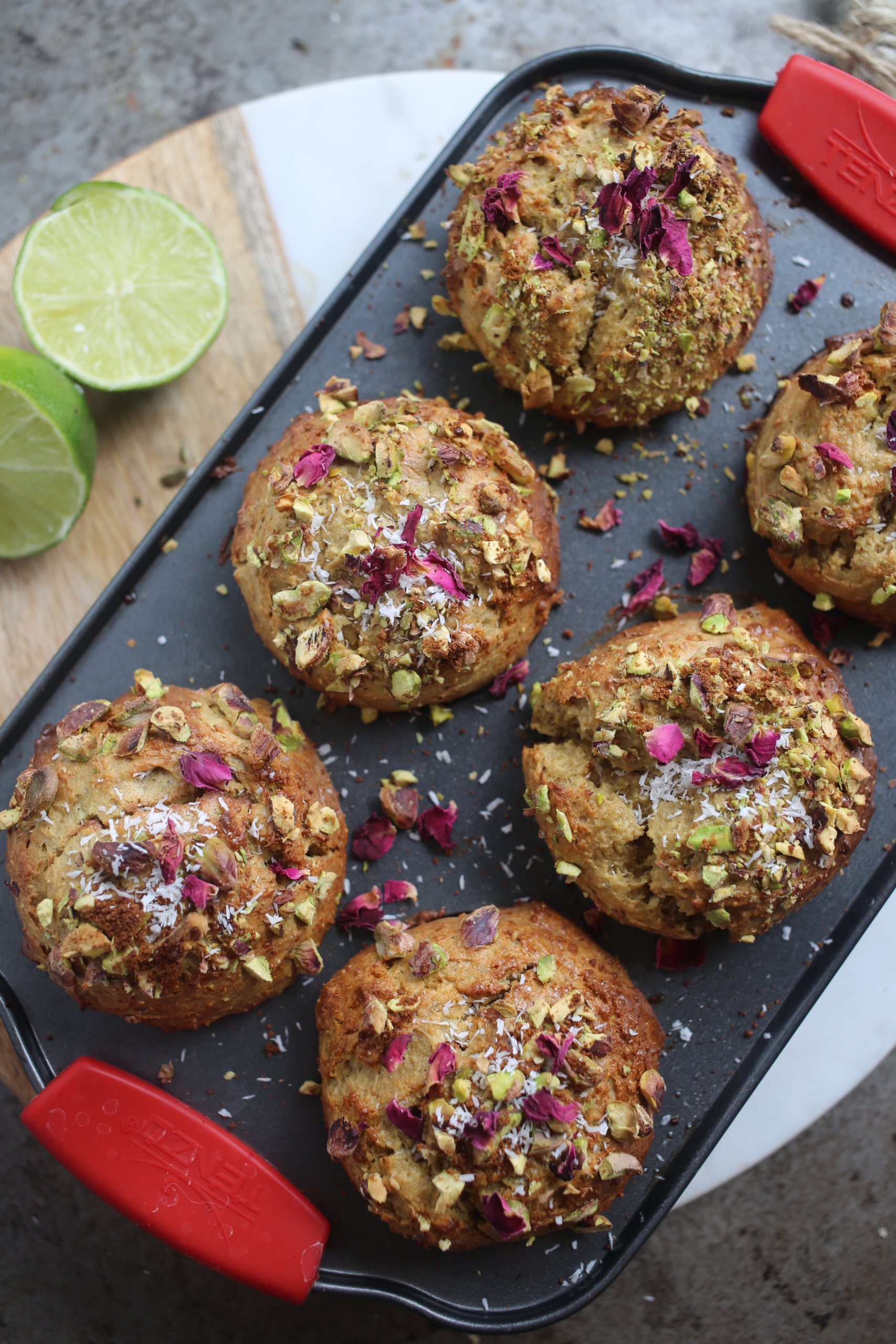 Pistachio, Lime and Coconut Muffins