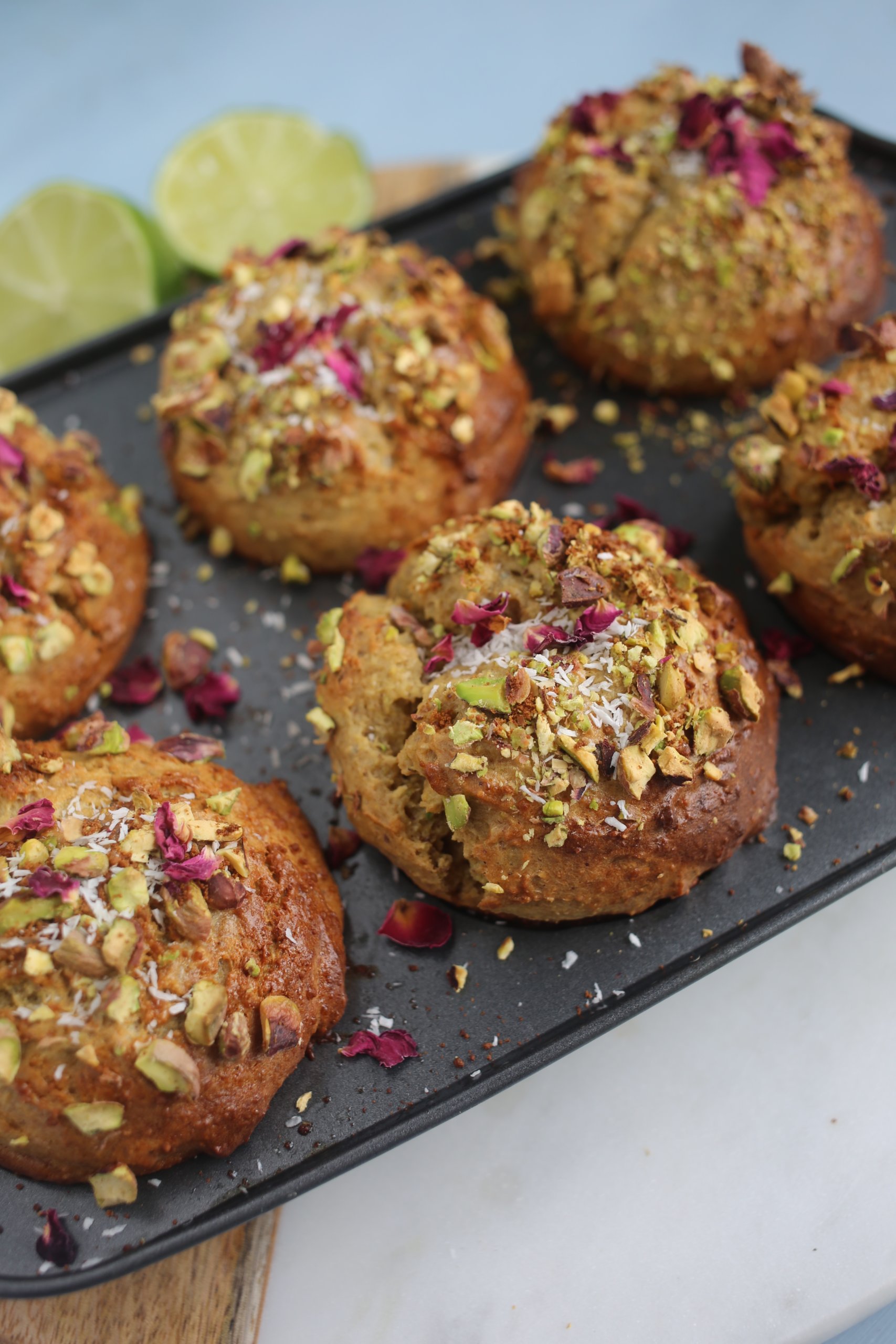 Pistachio, Lime and Coconut Muffins