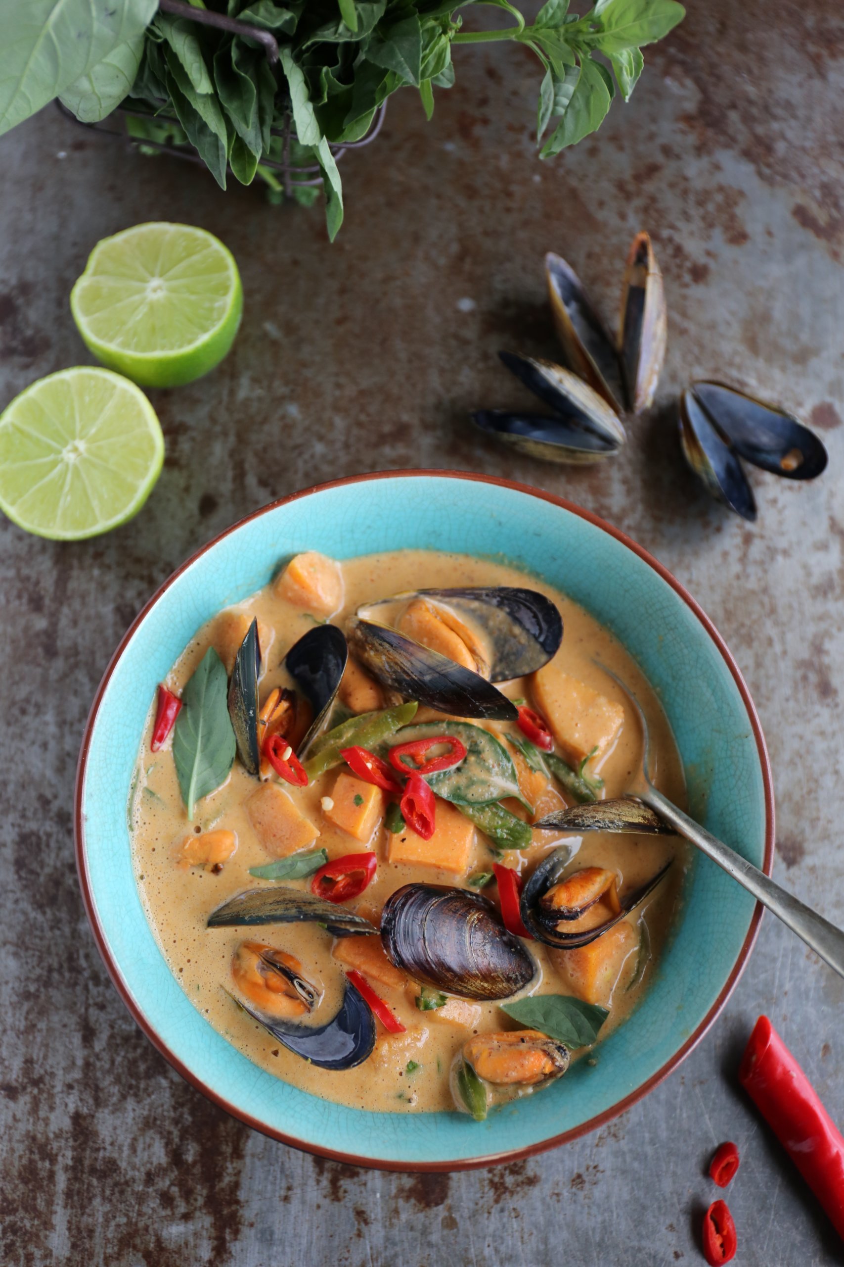 Squash & Mussel Almond Curry