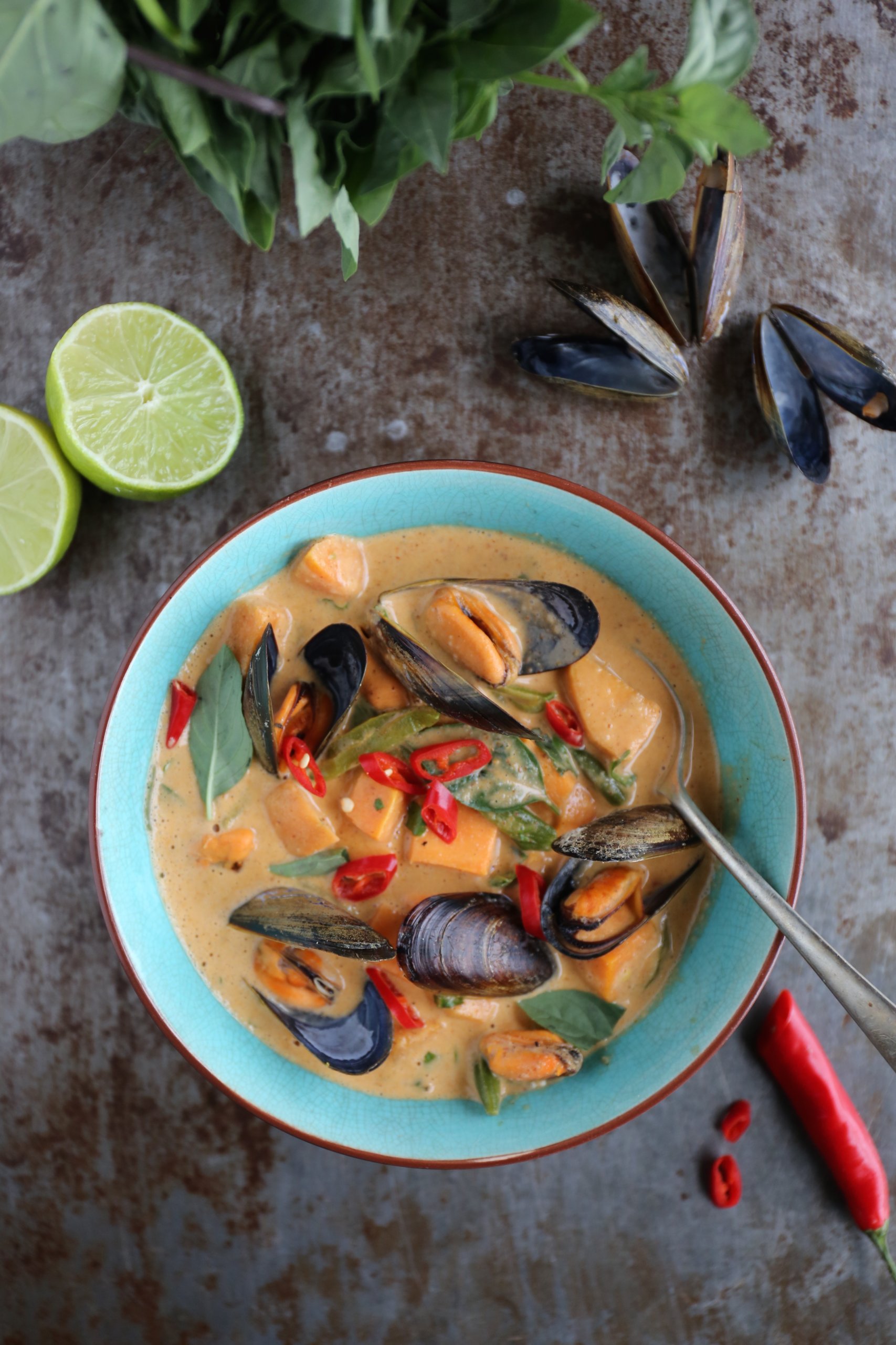 Squash & Mussel Almond Curry