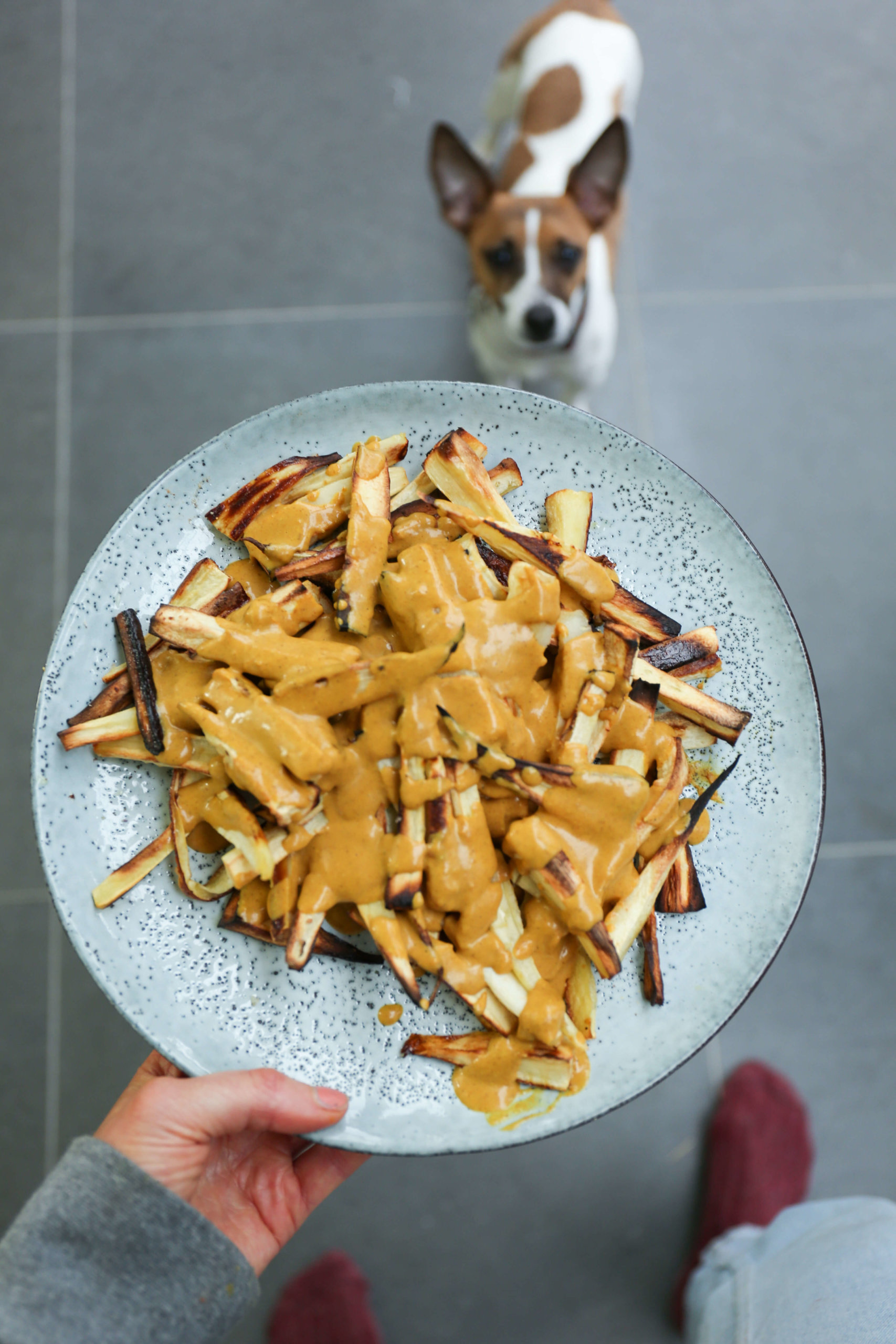 Parsnip fries with Curry Sauce