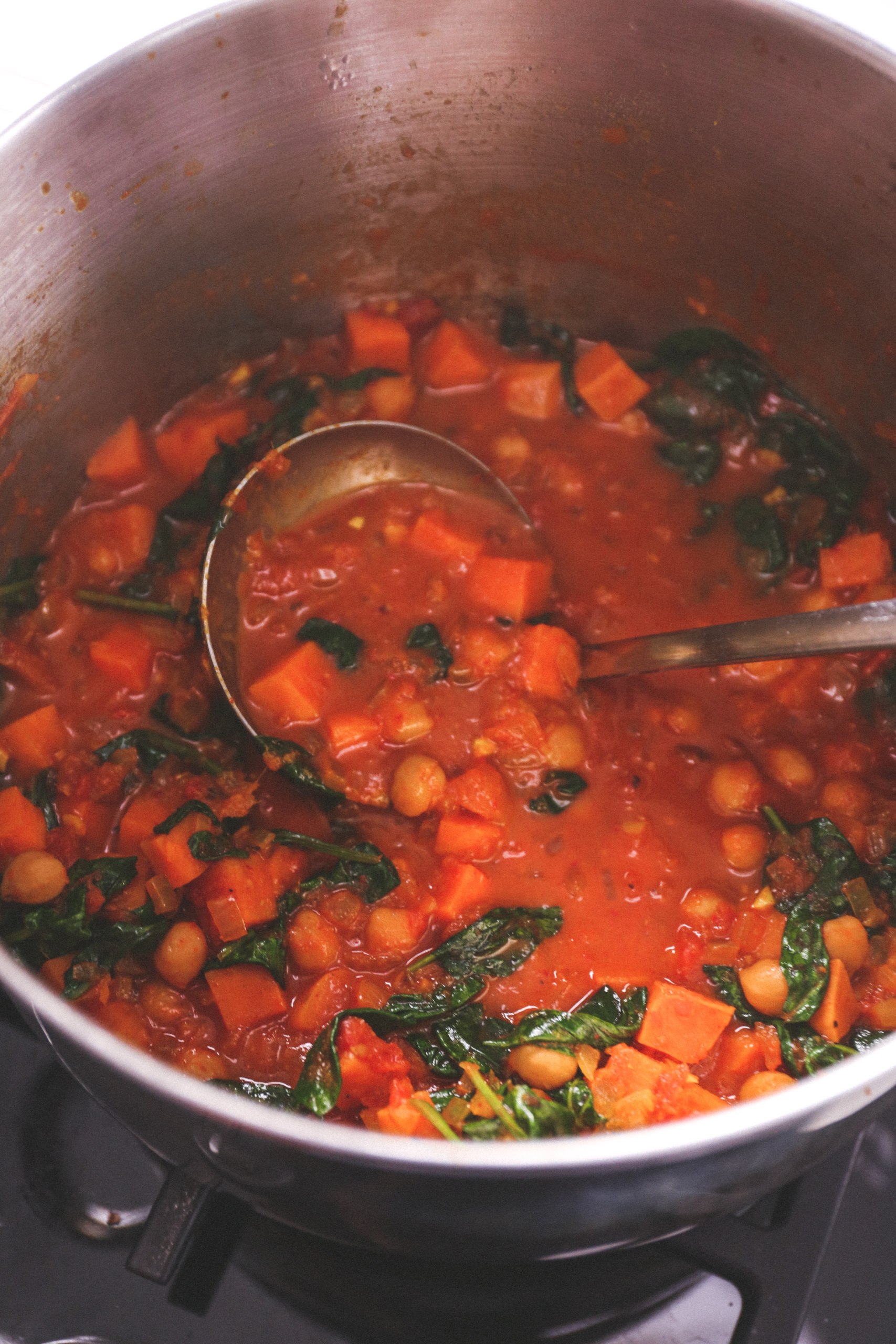 Chickpea, Sweet potato and Spinach curry